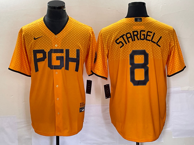 Men's Pittsburgh Pirates Willie Stargell #8 Gold 2023 City Connect Jersey